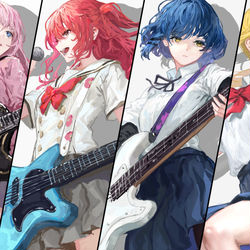 This is a pixiv picture whose title is 結束バンド　メンバーのみなさん描きました\(//∇//)\.