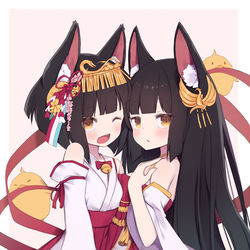 This is a pixiv picture whose title is 【リクエスト】長門ちゃんと陸奥ちゃん.