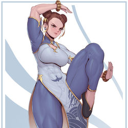This is a pixiv picture whose title is Chun- Li kick.