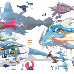 This is a pixiv picture whose title is お魚ポケモン大集合！(SV更新版).