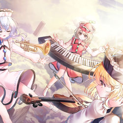 This is a pixiv picture whose title is 幽霊楽団.