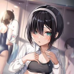 This is a pixiv picture whose title is ドジな地味っ子ちゃんがパンツを忘れたことに気づくまであと５秒.