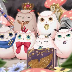 This is a pixiv picture whose title is ほわほわふくろうかぞく.