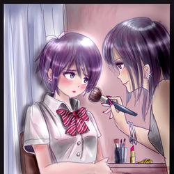 This is a pixiv picture whose title is じっとしててね、お姉さんが可愛い女の子にしてあげる.