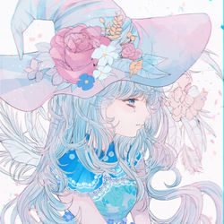 This is a pixiv picture whose title is 花の涙(水彩版).