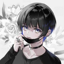 This is a pixiv picture whose title is 黒マスク.