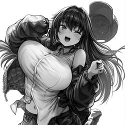 This is a pixiv picture whose title is 色々とオーバーサイズな先輩ちゃん.