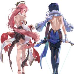 This is a pixiv picture whose title is 八重神子 / 夜蘭.