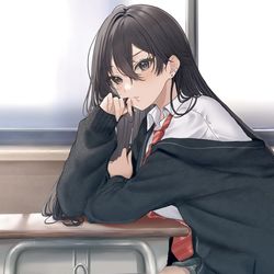 This is a pixiv picture whose title is 隣の席のヤンキー清水さんが髪を黒く染めてきた.