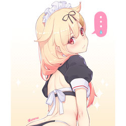 This is a pixiv picture whose title is メイド水着夕立.