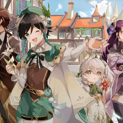 This is a pixiv picture whose title is モンド城にて七神.