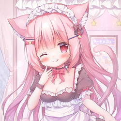 This is a pixiv picture whose title is 「おかえりなさいませ、ご主人さま💖」.