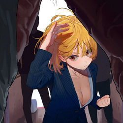 This is a pixiv picture whose title is 「普通のパンチ。」.