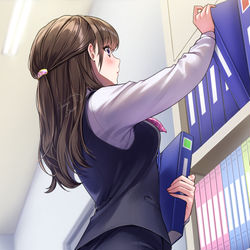 This is a pixiv picture whose title is 受付ちゃん日誌【39】+おまけ.