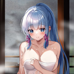 This is a pixiv picture whose title is 神里綾華　温泉.