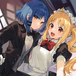 This is a pixiv picture whose title is 執事リョウとメイド虹夏.