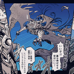 This is a pixiv picture whose title is 「着地任せた」.