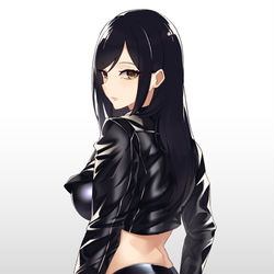 This is a pixiv picture whose title is レザーなパンツのお姉さん.