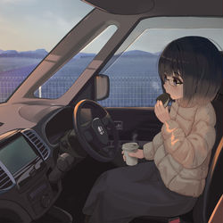 This is a pixiv picture whose title is 自動車一人旅.