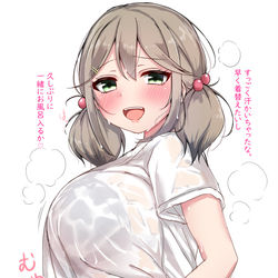 This is a pixiv picture whose title is 汗かいたからお風呂に入りたい嫁.