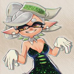 This is a pixiv picture whose title is 💚「イカよろしく〜」.