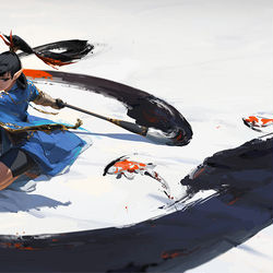 This is a pixiv picture whose title is 墨溪紅鯉.