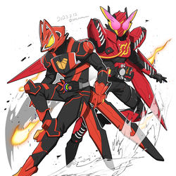 This is a pixiv picture whose title is 赤い狐と赤い兎.
