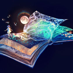 This is a pixiv picture whose title is Lost in the Pages.