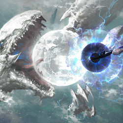 This is a pixiv picture whose title is 【板绘】“穿越千年的宿命对决”消失吧！YU↗GI↘!.
