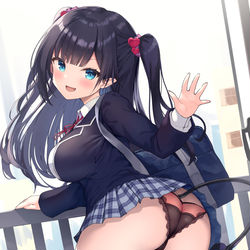 This is a pixiv picture whose title is 新しくクラスが一緒になった女の子が実はサキュバスで、毎朝ベランダ.