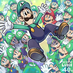 This is a pixiv picture whose title is ルイージ生誕40周年！.