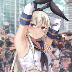 This is a pixiv picture whose title is 島風コスさせられる島風.