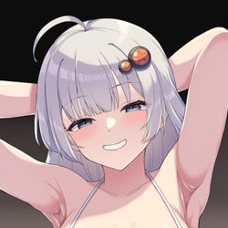 This is a pixiv picture whose title is Twitterでなぞの黒いビキニをよく見かけるの着てもらった.