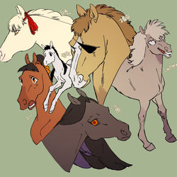 This is a pixiv picture whose title is 人馬馬.