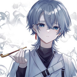 This is a pixiv picture whose title is 煙に巻く.