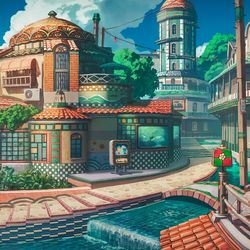 This is a pixiv picture whose title is 海の見えるカフェ.