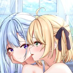 This is a pixiv picture whose title is 朝チュン.