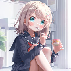 This is a pixiv picture whose title is アイスクリーム食べてる女の子.