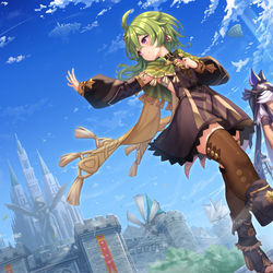 This is a pixiv picture whose title is 『モンド、またね…！』.