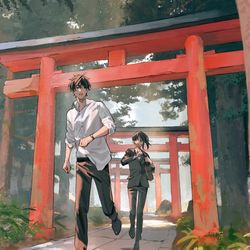 This is a pixiv picture whose title is 憧れの刑事部に配属されたら、上司が鬼に憑かれてました.