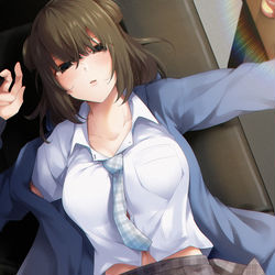 This is a pixiv picture whose title is 「見えてるって、どこが…？」.