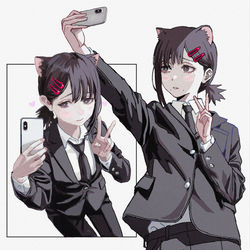 This is a pixiv picture whose title is selfie.