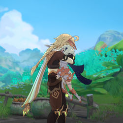 This is a pixiv picture whose title is Paimon hug.