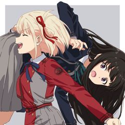 This is a pixiv picture whose title is リコリス・リコイル.