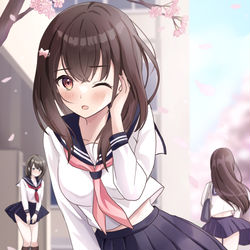 This is a pixiv picture whose title is 「あっ…見えてないよね…？」.