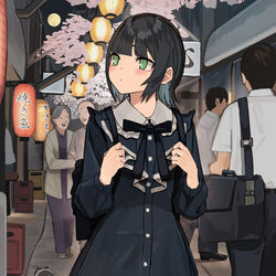 This is a pixiv picture whose title is 酒を求めさまよう見た目地雷系の同僚.