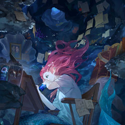 This is a pixiv picture whose title is 語り部.