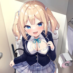 This is a pixiv picture whose title is 朝起きてトイレに行くと、毎回なぜか妹を勝手に名乗る女の子（サキュ.