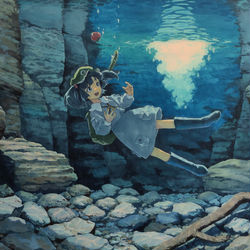 This is a pixiv picture whose title is 滝壺の恵み.