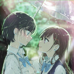 This is a pixiv picture whose title is 夕立の片思い.